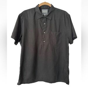 Bonobos Men’s Black Linen Collared Popover Short Sleeve Medium Slim Fit, EUC